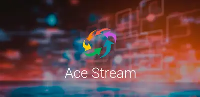 The Ace Stream splash screen with the colored circular arrows logo over the app's dark circuit artwork The Ace Stream splash screen with the colored circular arrows logo over the app's dark circuit artwork